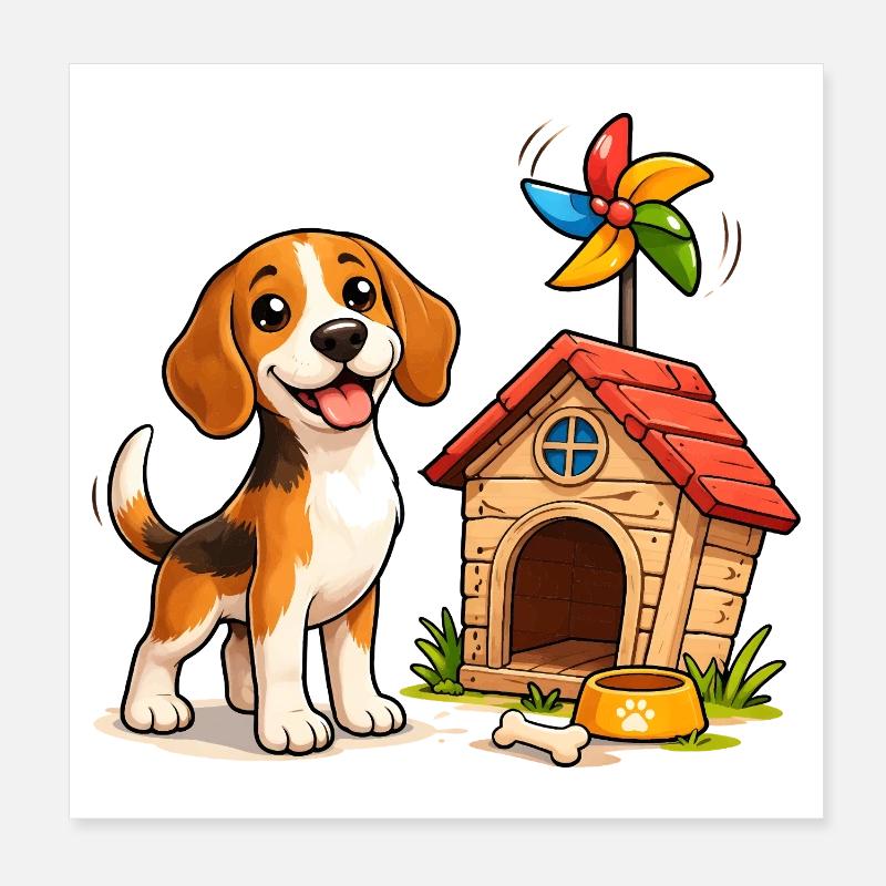 Conception amusante de la maison de chien Beagle Poster 20 x 20 cm