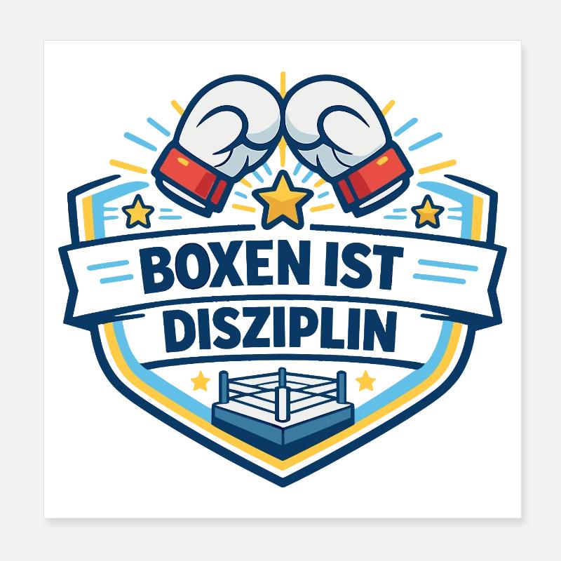 Kraftvoller Boxkampf Crest Poster 20x20 cm