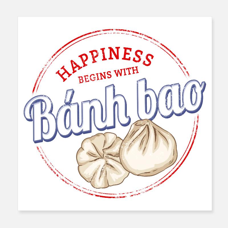 Bánh Bao Dumpling or Baozi Vintage Dumpling Poster 8" x 8" (20x20 cm)
