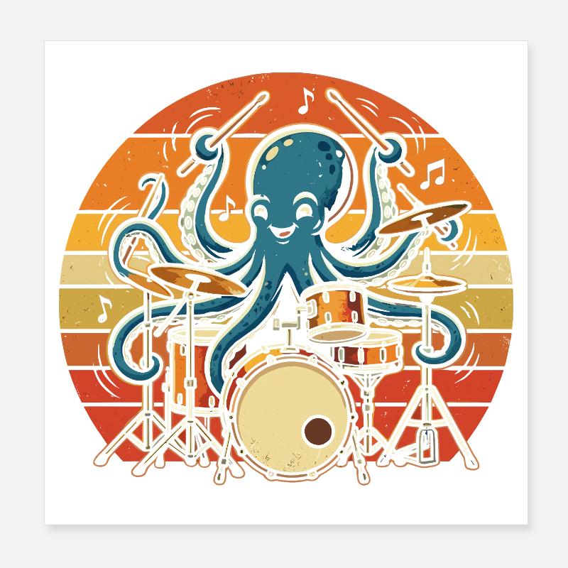 Octopus Batteur rythmique Poster 20 x 20 cm