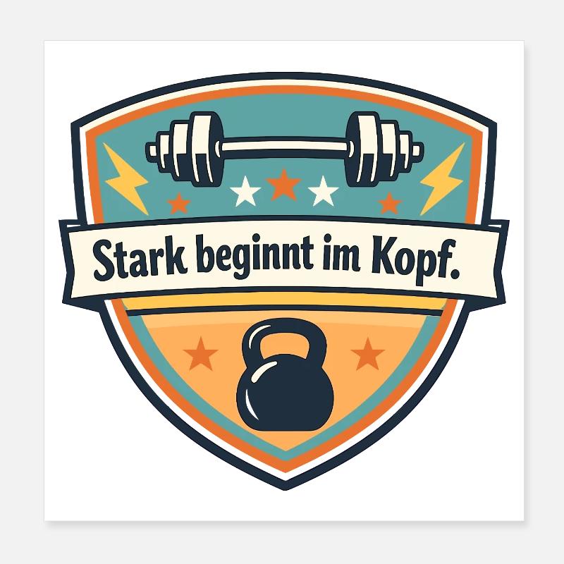 Kopfpower: Stark beginnt im Kopf Poster 20x20 cm