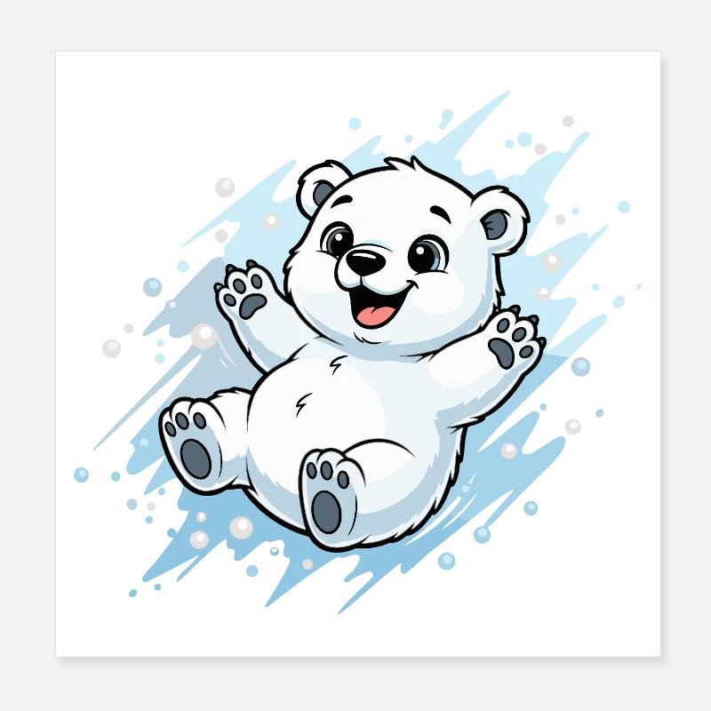 Fröhlicher Polarbär Spritzer Poster 20x20 cm