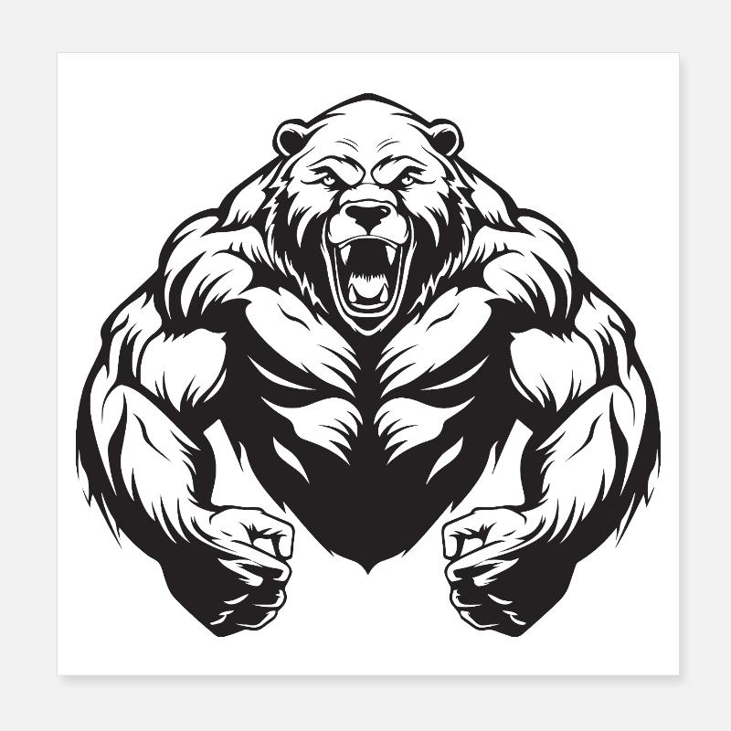 Grizzly Bär Workout Poster 20x20 cm