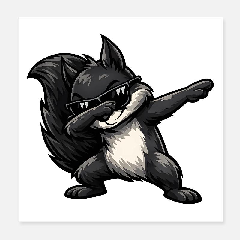 Dabbing Schwarzes Eichhörnchen Poster 20x20 cm