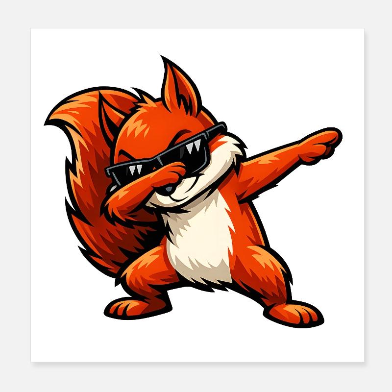 Dabbing Rotes Eichhörnchen Poster 20x20 cm