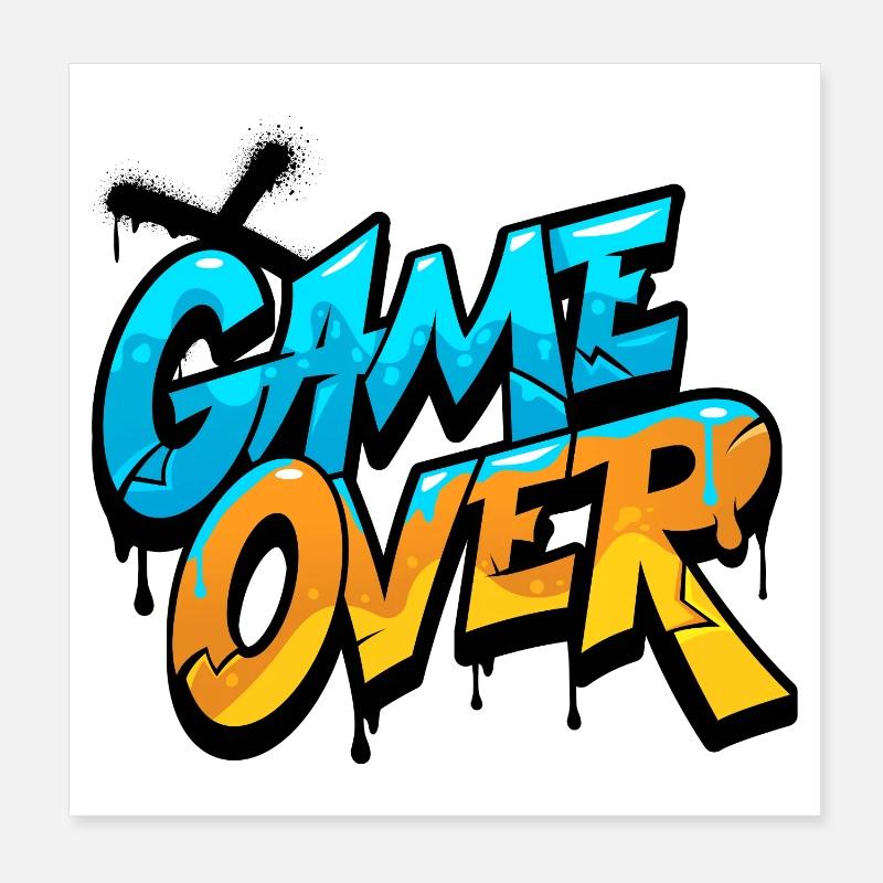 Game Over Graffiti Éclat Poster 20 x 20 cm