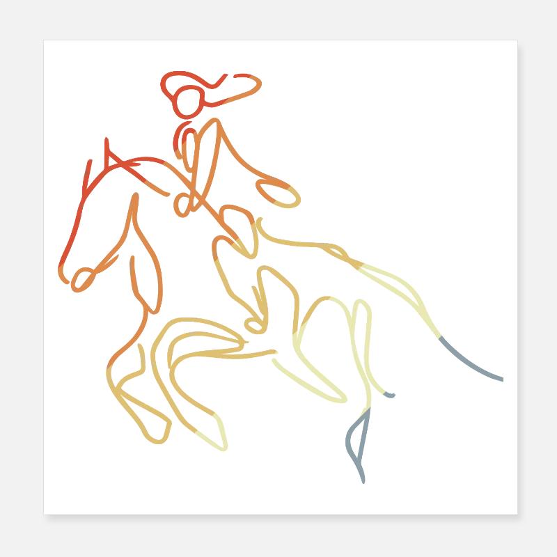 Sketch de la fille cavalière Poster 20 x 20 cm