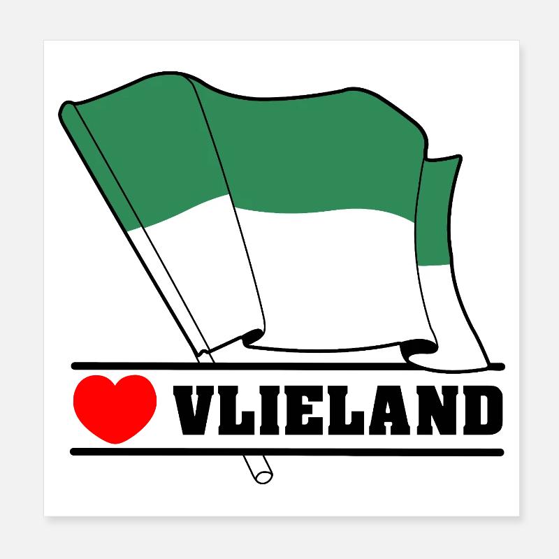 J’adore Vlieland – Design du drapeau de l’île Poster 20 x 20 cm