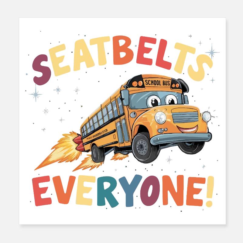 Vol de fusée du bus scolaire spatial Poster 20 x 20 cm