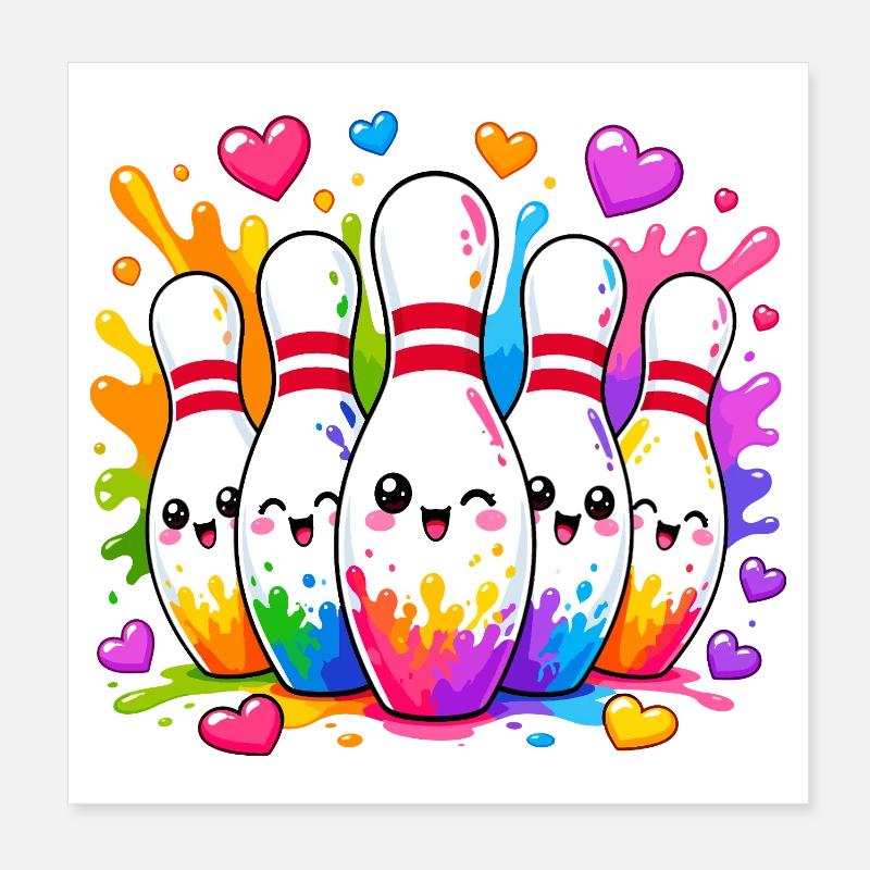 Merveille colorée de la quille de joie du bowling Poster 20 x 20 cm