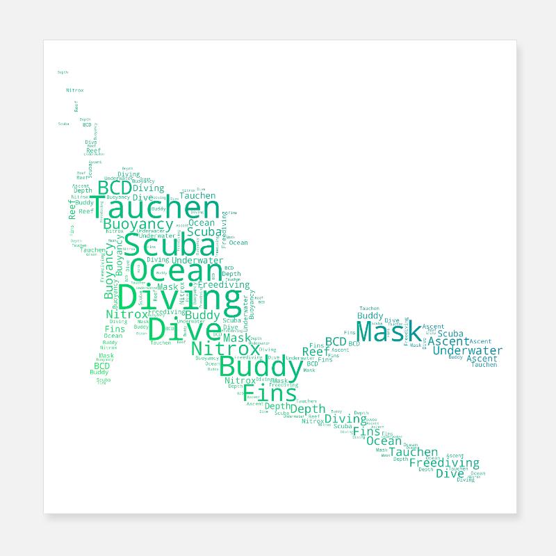 Idée cadeau de plongée sous-marine pour des aventures sous-marines Poster 20 x 20 cm