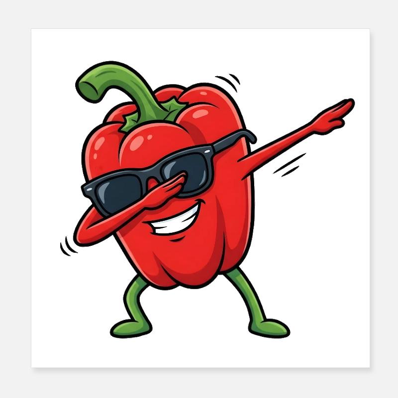 Dabbing Peppers Poster 8" x 8" (20x20 cm)