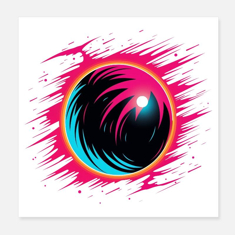 Retro Bowlingkugel Steamwave Poster 20x20 cm