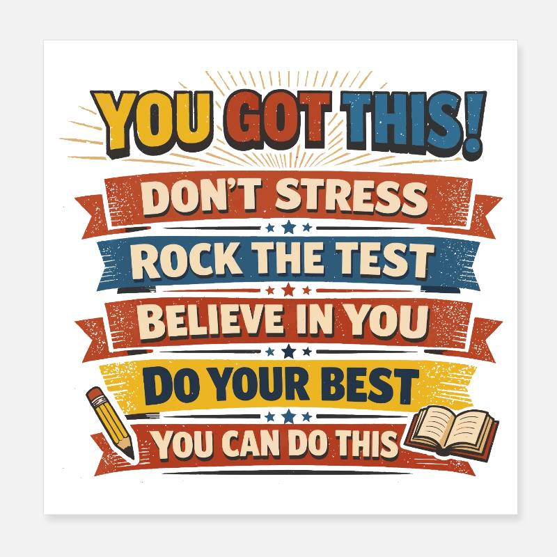 Motivation Sticker Coloré Positif École Exam Poster 20 x 20 cm