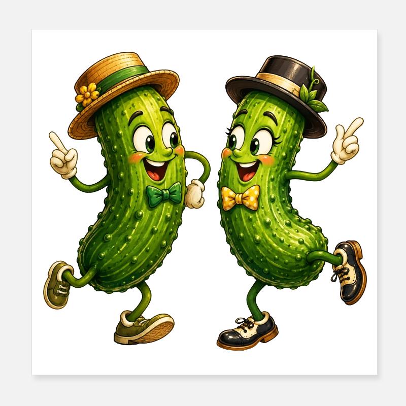 Dancing cucumbers Poster 8" x 8" (20x20 cm)