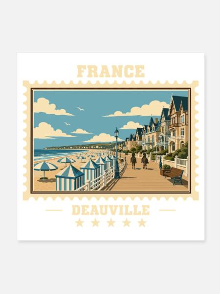Frankreich Vintage Reisemarke - Poster 20x20 cm - Weiß - Vorne