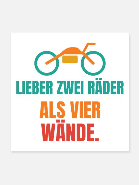 Lieber zwei Räder als vier Wände – Motorrad - Poster 20x20 cm - Weiß - Vorne