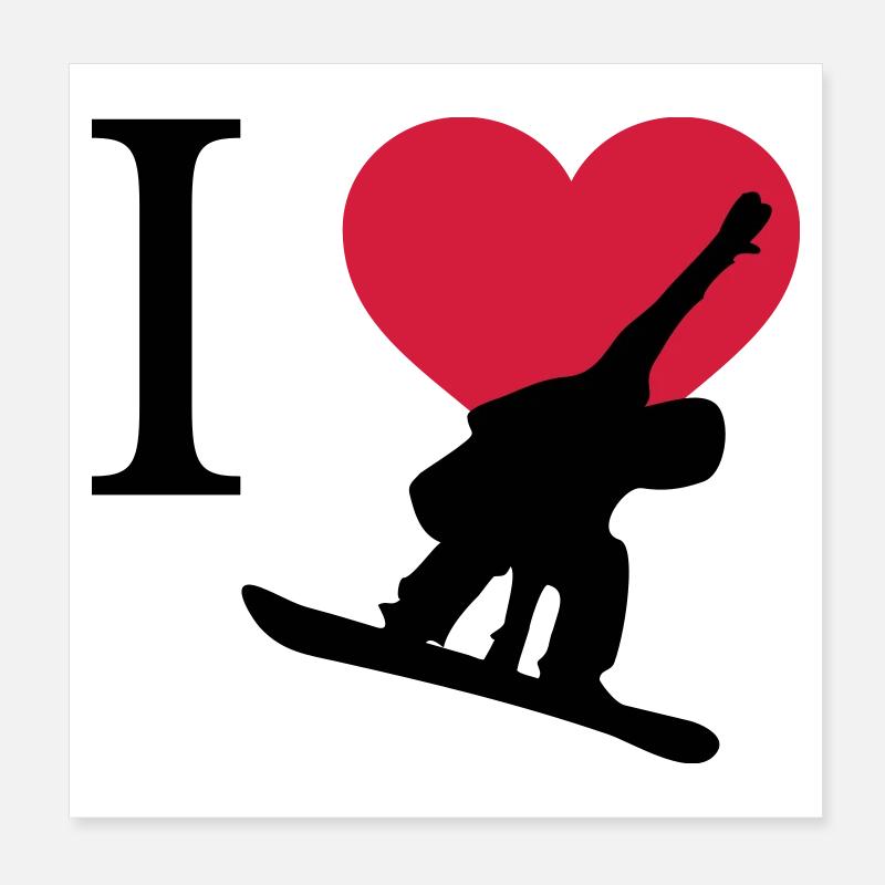 I Love Snowboarding Poster 20x20 cm