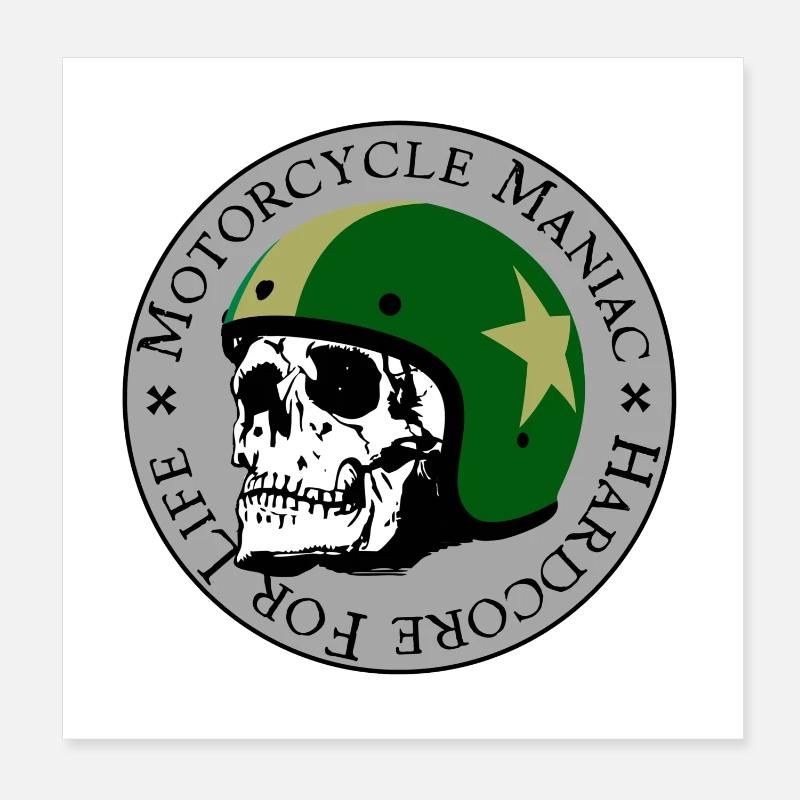 Moto Maniac - Poster 20 x 20 cm - blanc
