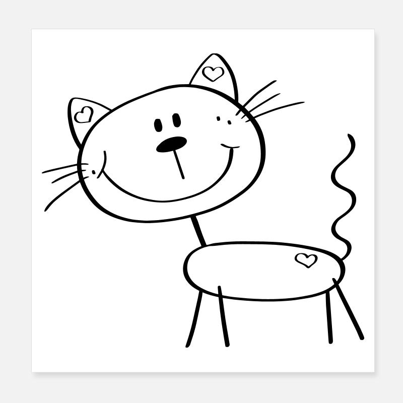 chat chiffre de bâton drôle - bande dessinée - Chats Poster 20 x 20 cm