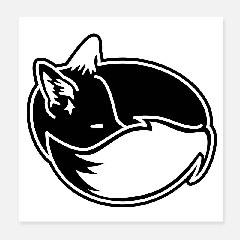 Fuchs eingekuschelt – Kawaii Fox Cartoon Design Poster 20x20 cm