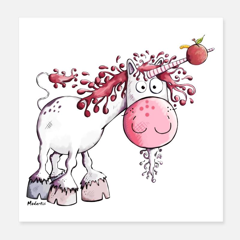 Goldiges Einhorn - Poster 20x20 cm - Weiß