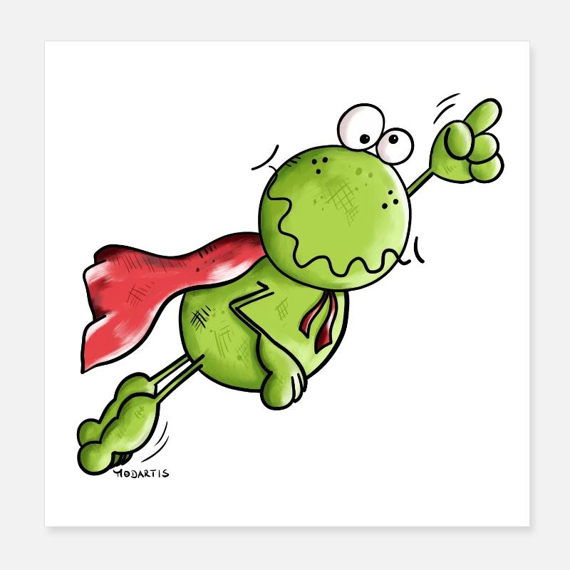 Superfrosch auf Weltreise - Poster 20x20 cm - Weiß
