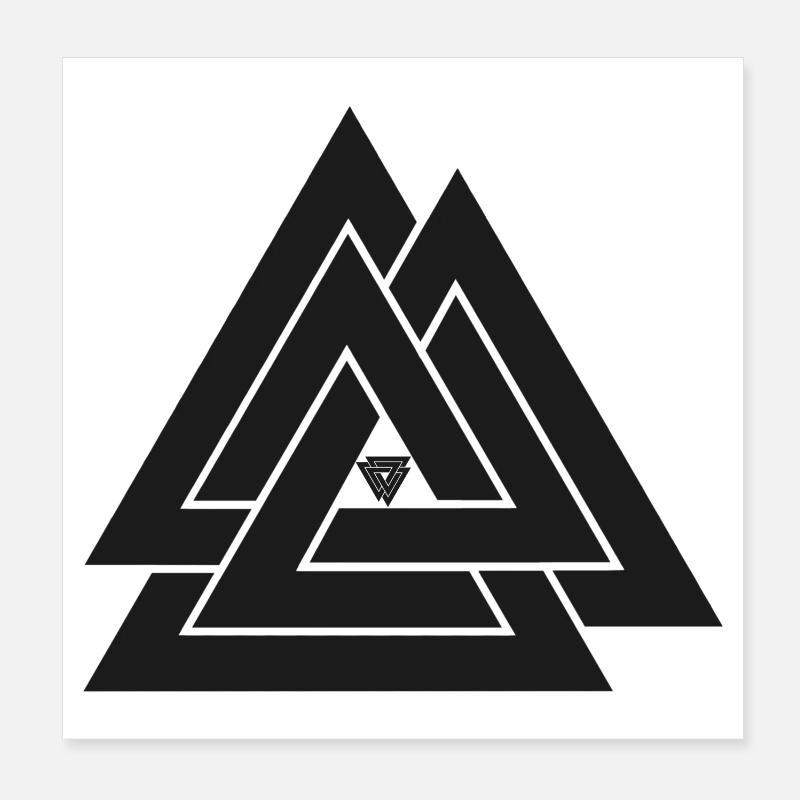 Valknut symbole viking - Poster 20 x 20 cm - blanc