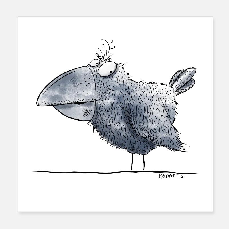 Kleiner Rabe I Krähe I Vogel Comic Poster 20x20 cm