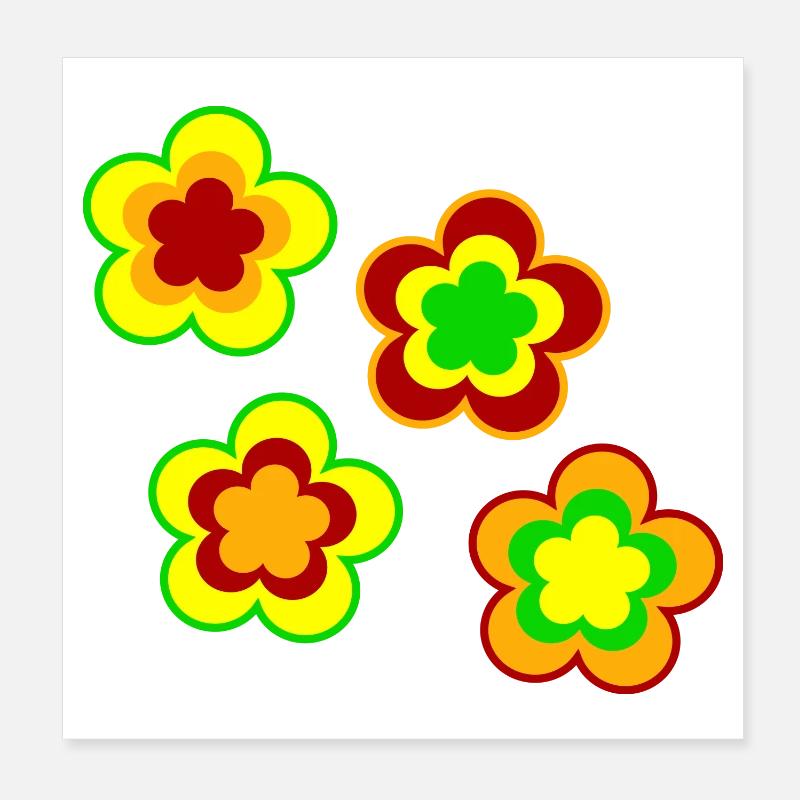 70s Flower Pattern Poster 8" x 8" (20x20 cm)
