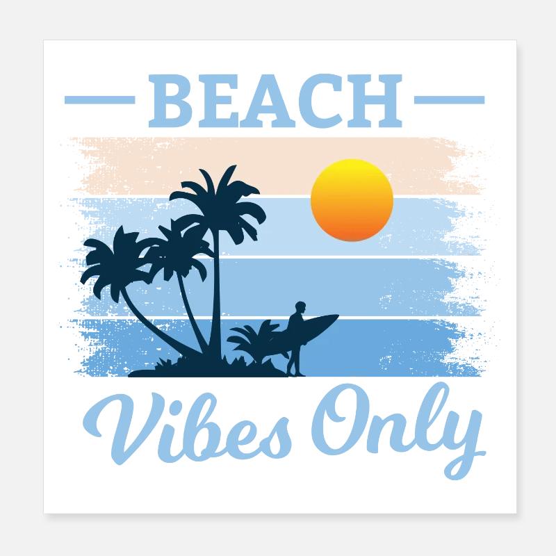 Plage Palmier Coucher de Soleil Design Poster 20 x 20 cm