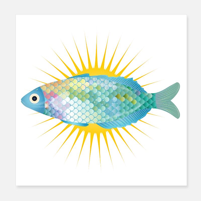 poisson brillant dans des couleurs pastel délicates Poster 20 x 20 cm