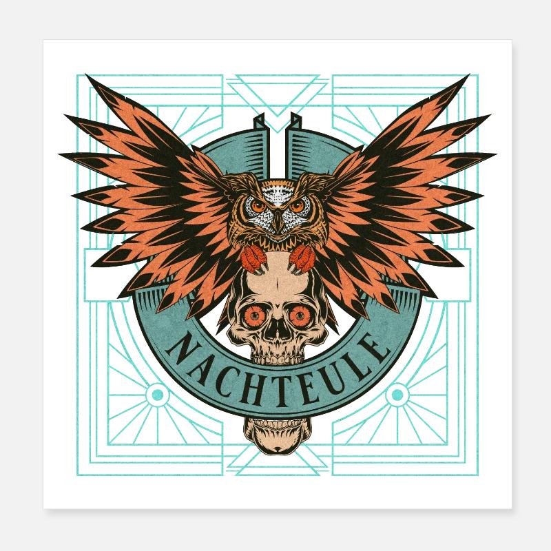 Nachteule Schädel Pank Poster 20x20 cm