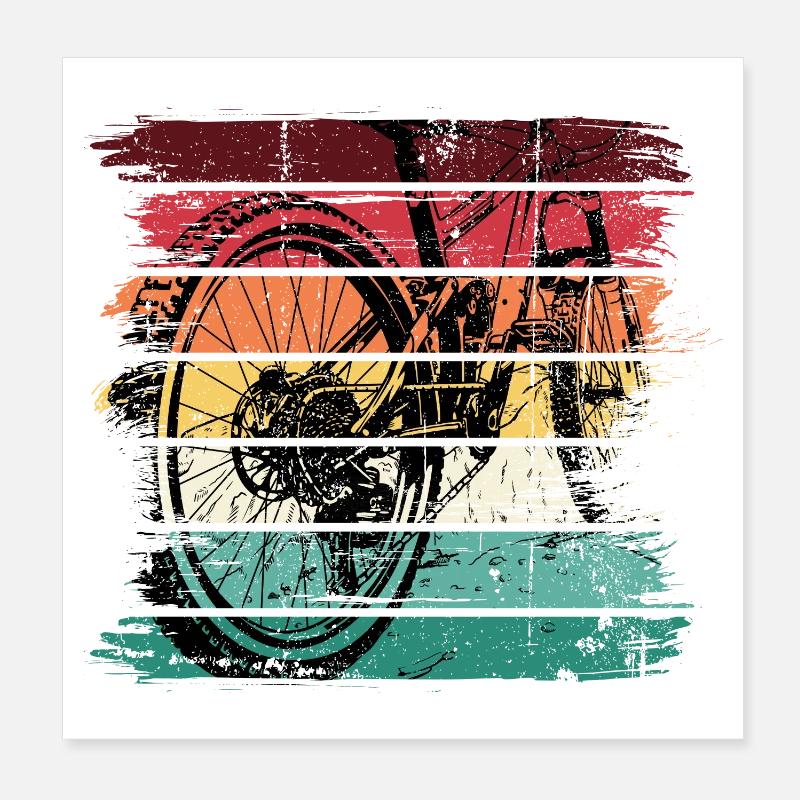 Rainbow Grunge Bicycle Art Poster 8" x 8" (20x20 cm)