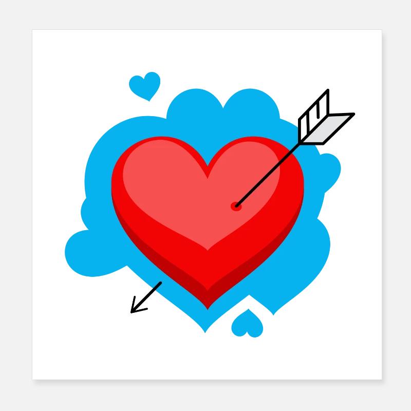 Coeur avec flèche et détails affectueux Poster 20 x 20 cm