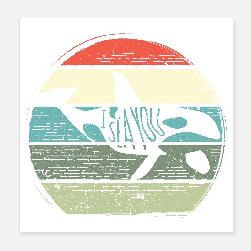 Cercle Retro du Coucher de la Baleine Poster 20 x 20 cm