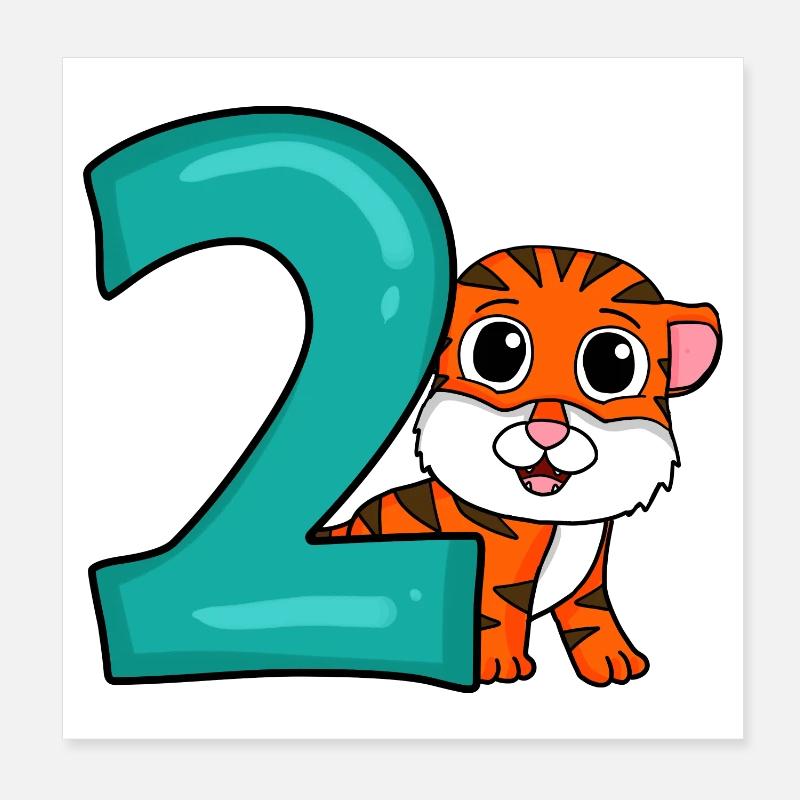 2 Geburtstag 2 Jahre alt mit Tier Motiv - zwei Poster 20x20 cm
