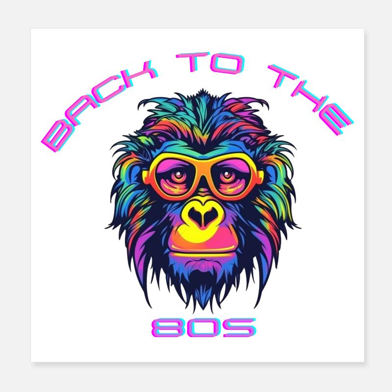 Psychedelischer Gorilla mit Sonnenbrille Poster 20x20 cm
