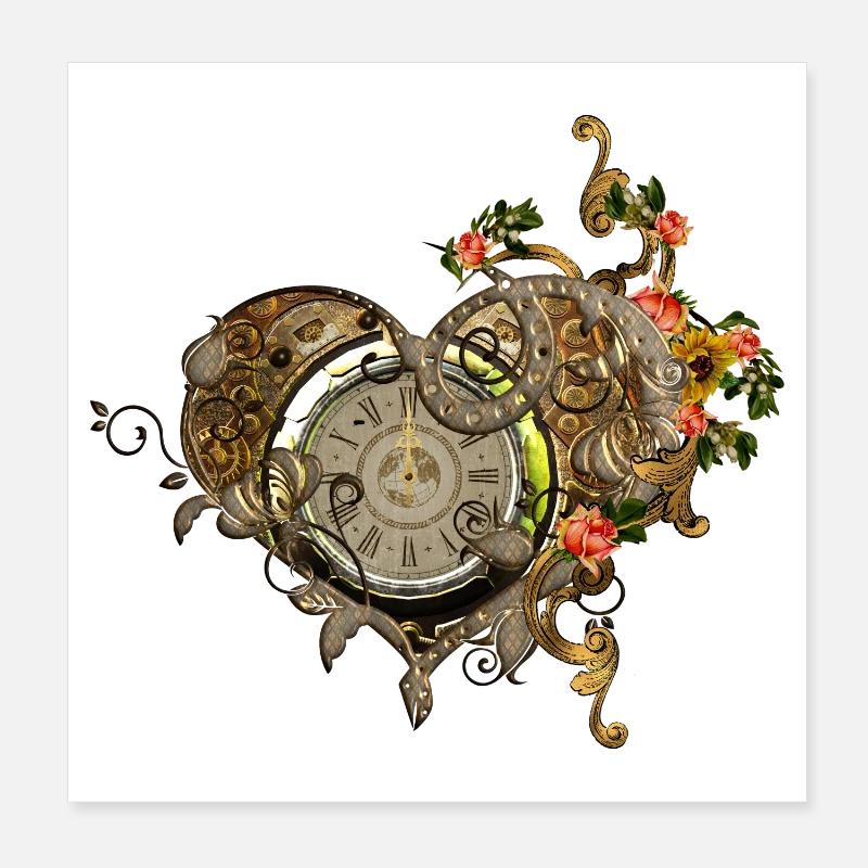 Wunderbare Steampunk-Uhr Poster 20x20 cm