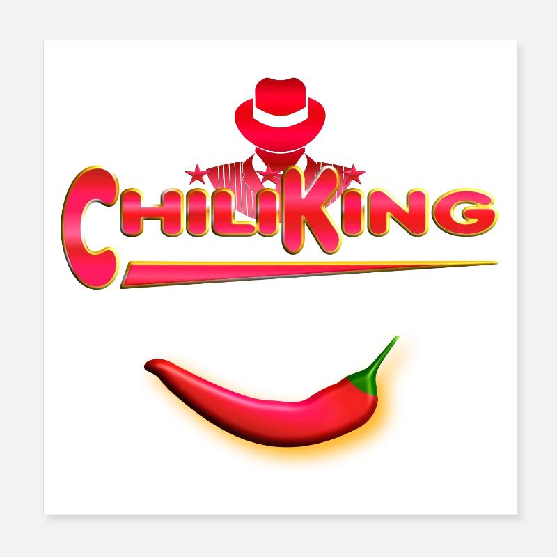 Chili King - Poster 20x20 cm - Weiß