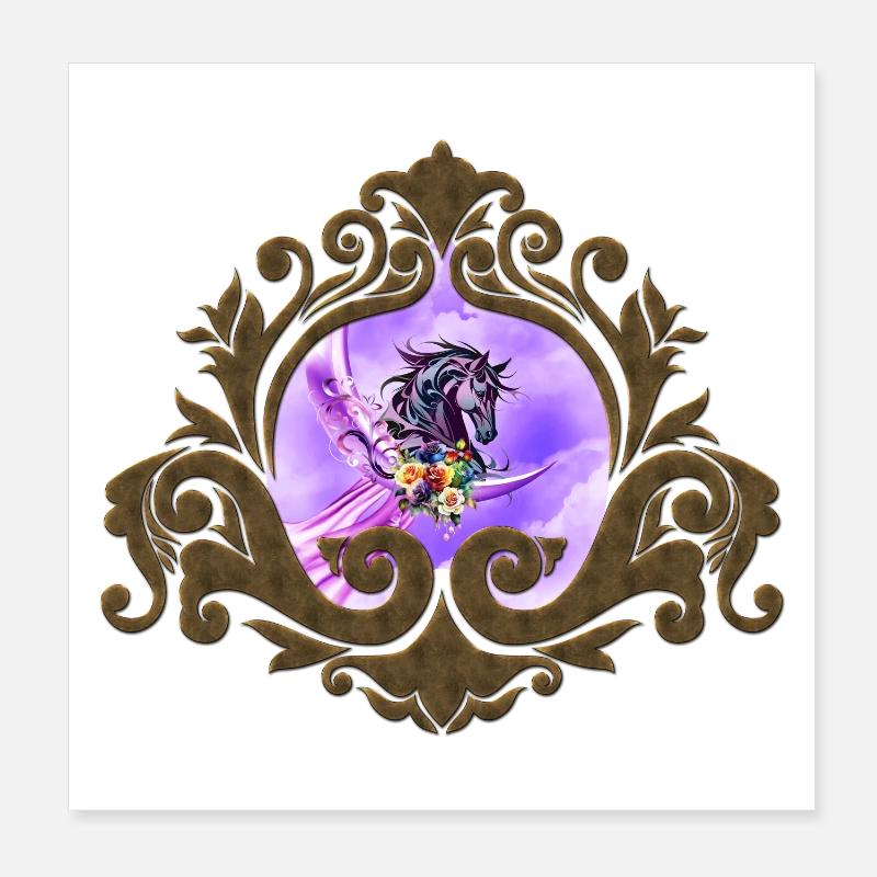Elegantes buntes Wildpferd - Poster 20x20 cm - Weiß