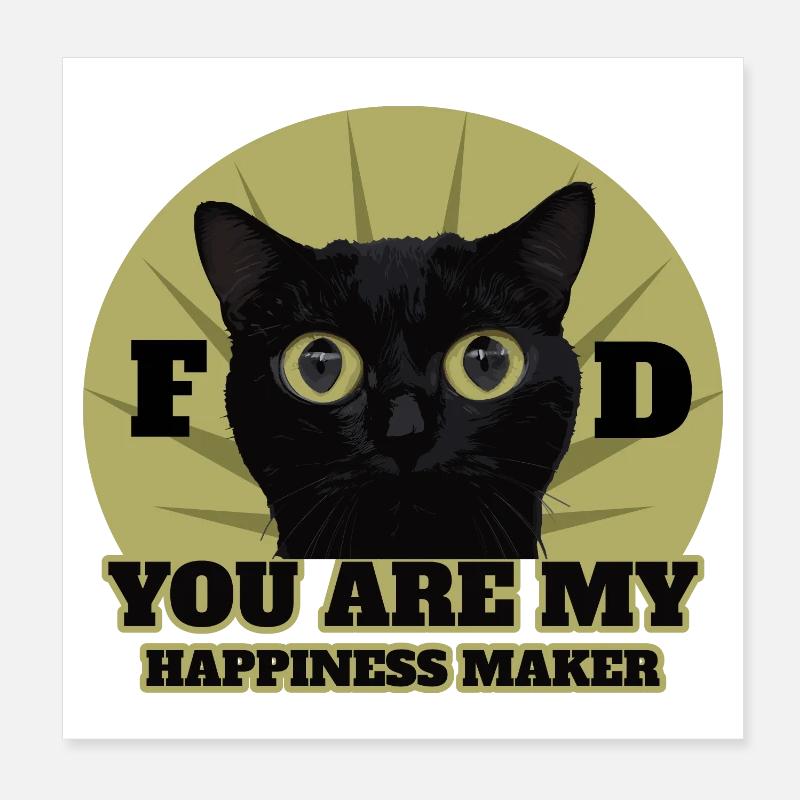 Chat noir mignon Poster 20 x 20 cm
