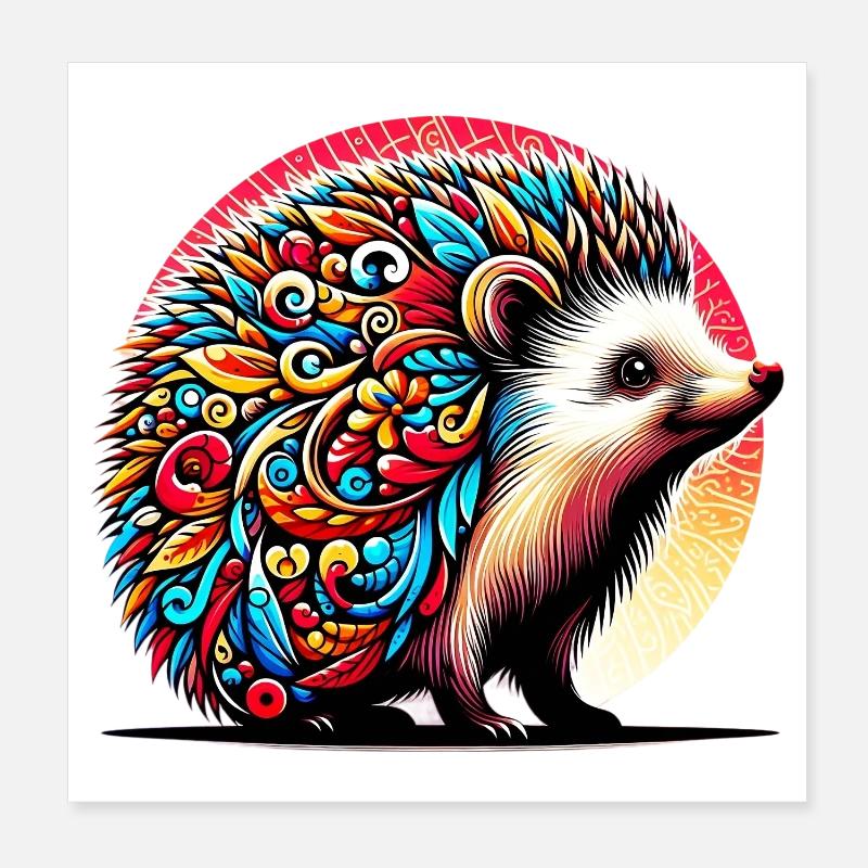 Hedgehog Poster 8" x 8" (20x20 cm)