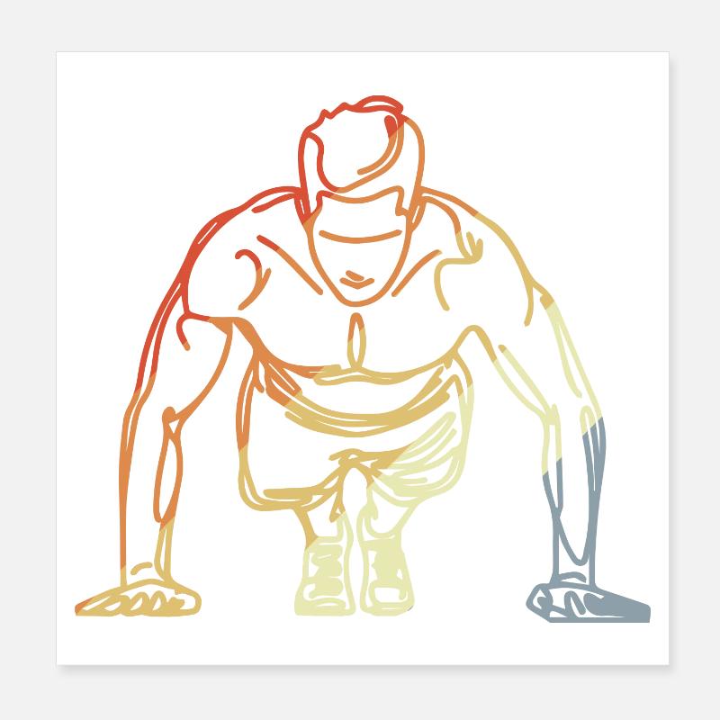 Dessin de bodybuilder Vintage Poster 20 x 20 cm
