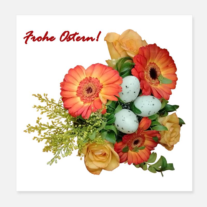 Fröhliche Ostern Blumenmix Poster 20x20 cm