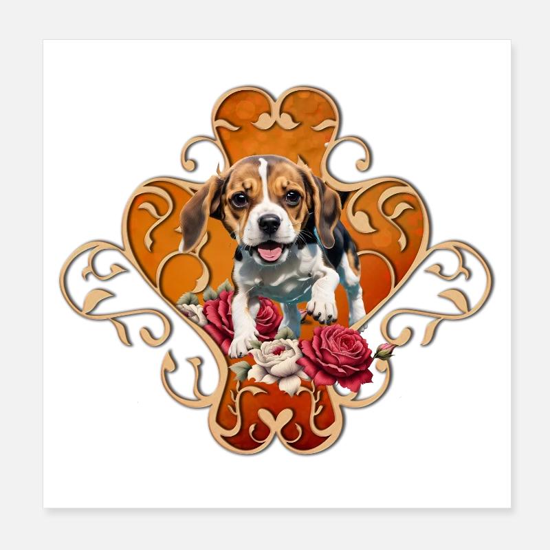 Mignon petit Beagle. Poster 20 x 20 cm
