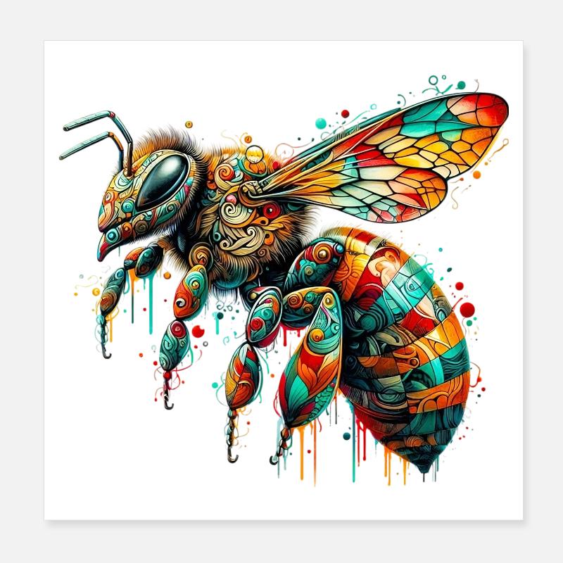 Bee Poster 8" x 8" (20x20 cm)