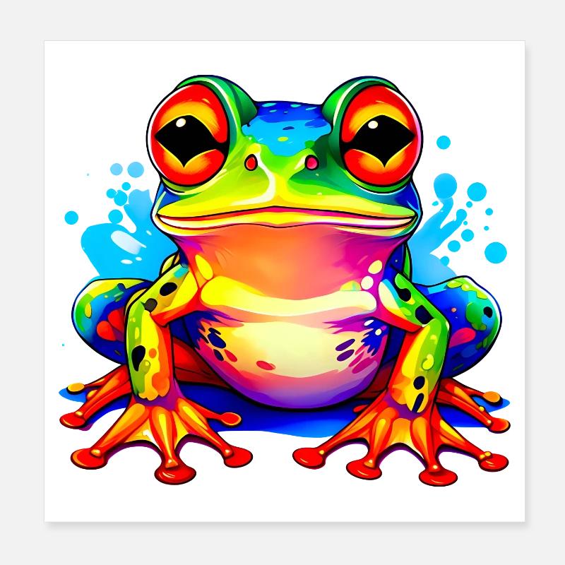 Colorful Frog Poster 8" x 8" (20x20 cm)