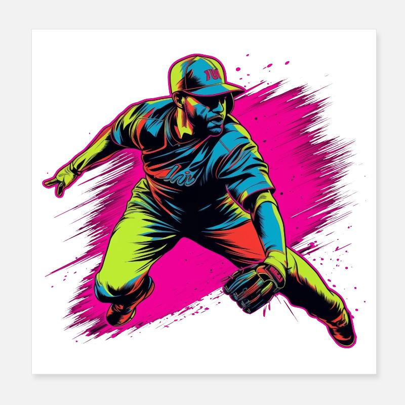 Joueur de baseball Steamwave Poster 20 x 20 cm