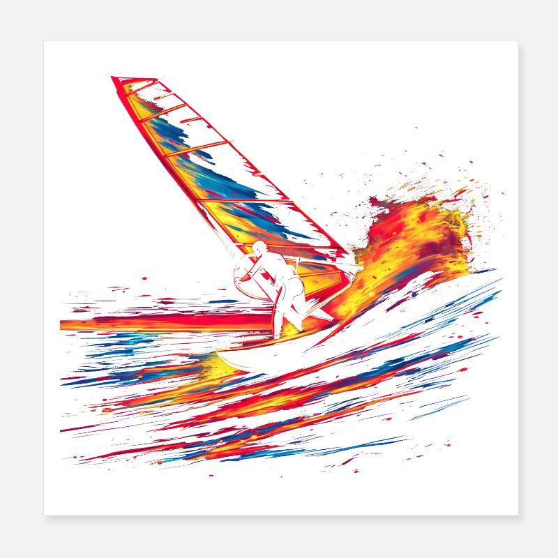 Oldschool Windsurfen - Poster 20x20 cm - Weiß